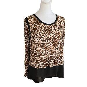 Michael Kors Long Sleeve Animal Print Top M